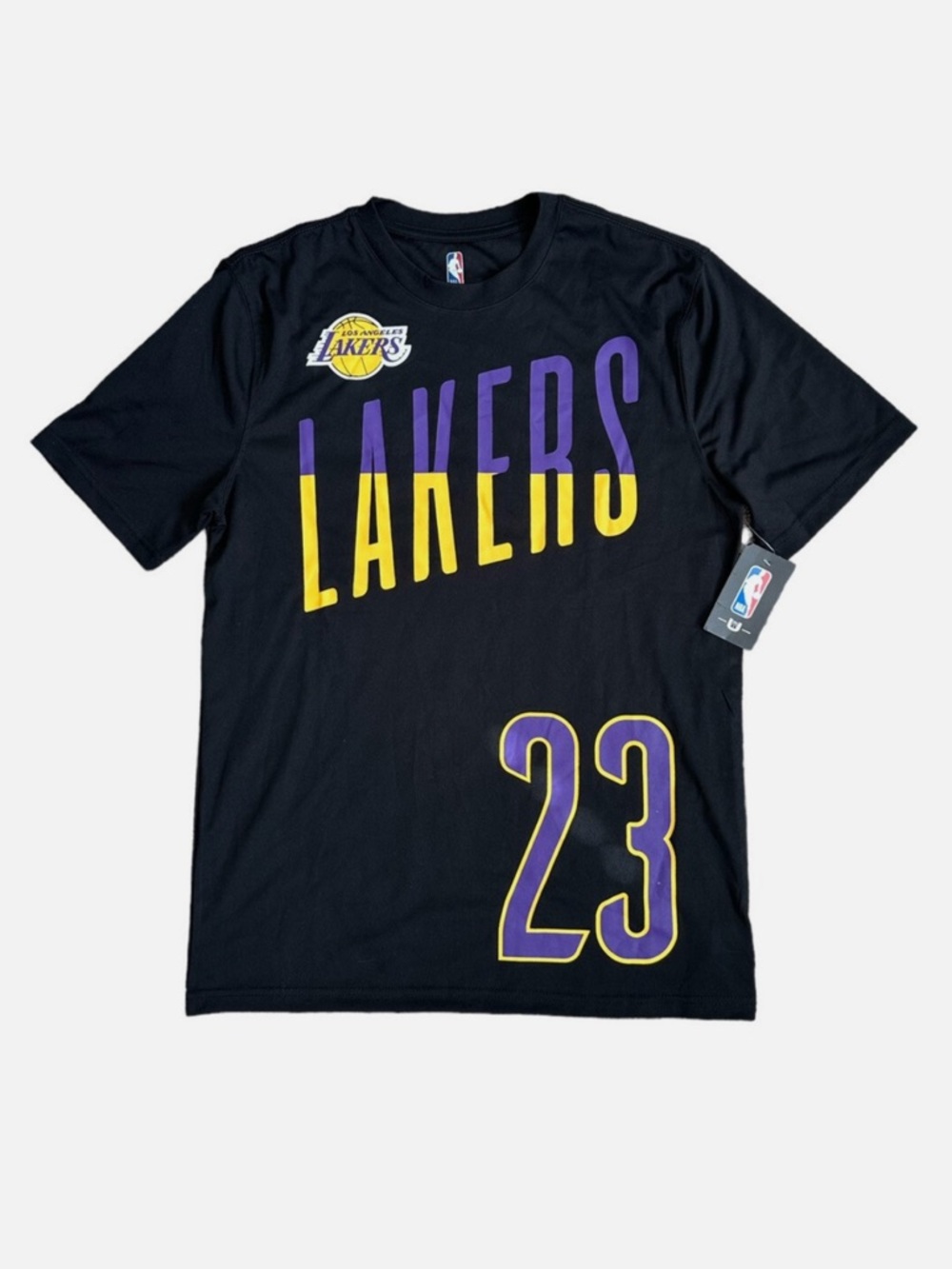 NBA Los Angeles Lakers Black Purple Yellow #23 Short Sleeve Tee Lebron James